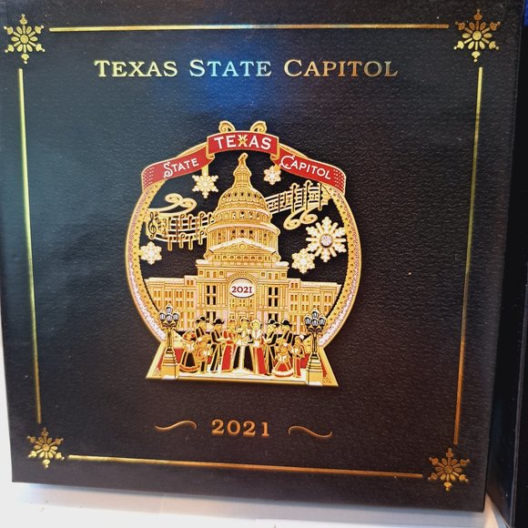 New 2021 Texas State Capitol Brass Christmas Ornament Victorian Carolers - Picture 3 of 6